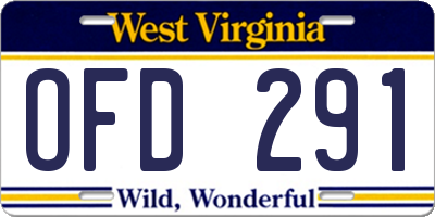 WV license plate OFD291