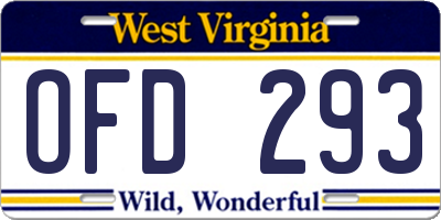 WV license plate OFD293