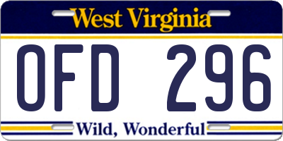 WV license plate OFD296