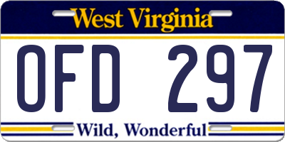 WV license plate OFD297