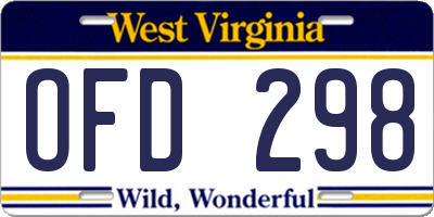 WV license plate OFD298