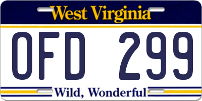 WV license plate OFD299