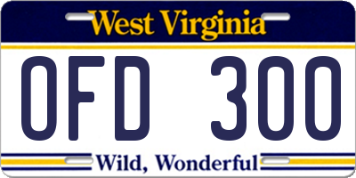 WV license plate OFD300