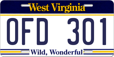 WV license plate OFD301