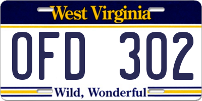 WV license plate OFD302