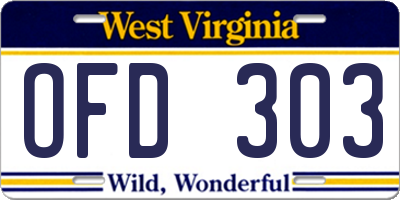 WV license plate OFD303