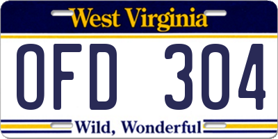 WV license plate OFD304