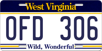 WV license plate OFD306