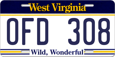 WV license plate OFD308
