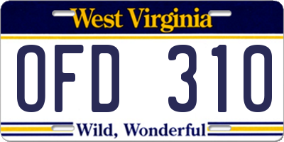 WV license plate OFD310
