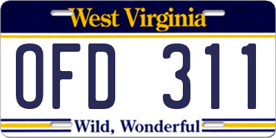 WV license plate OFD311