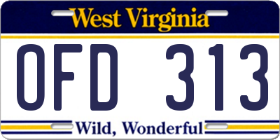 WV license plate OFD313