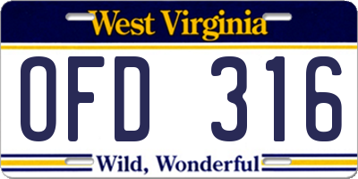 WV license plate OFD316