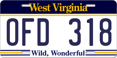 WV license plate OFD318