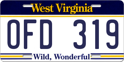 WV license plate OFD319