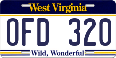 WV license plate OFD320