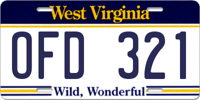 WV license plate OFD321