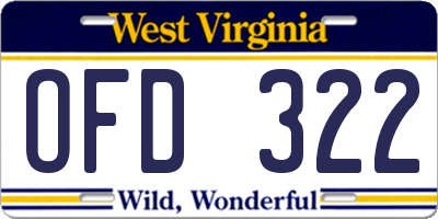 WV license plate OFD322