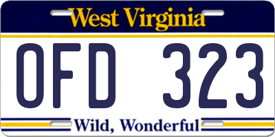 WV license plate OFD323