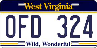 WV license plate OFD324