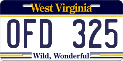 WV license plate OFD325