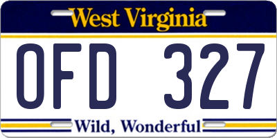 WV license plate OFD327