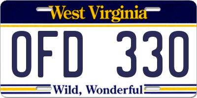 WV license plate OFD330