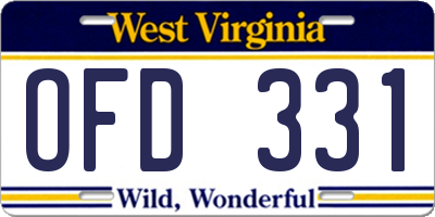 WV license plate OFD331