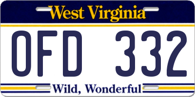 WV license plate OFD332