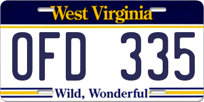 WV license plate OFD335