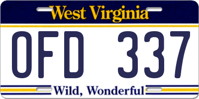 WV license plate OFD337