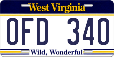 WV license plate OFD340