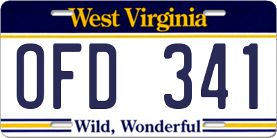 WV license plate OFD341
