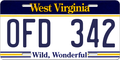 WV license plate OFD342