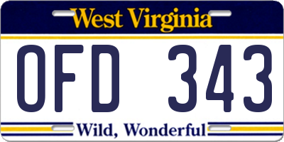 WV license plate OFD343