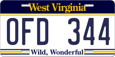 WV license plate OFD344