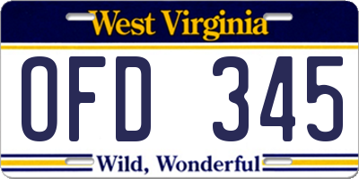 WV license plate OFD345