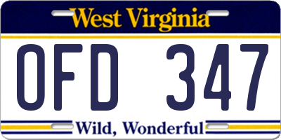 WV license plate OFD347