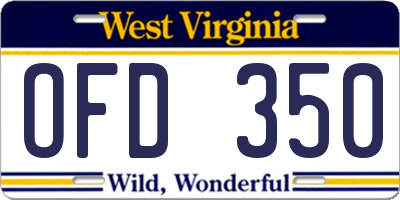 WV license plate OFD350