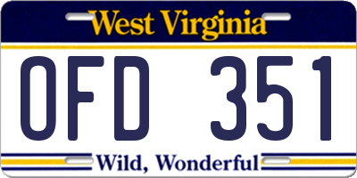 WV license plate OFD351