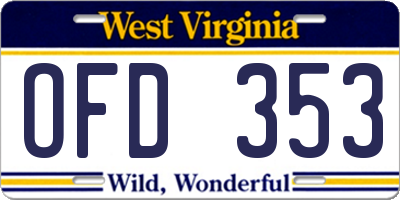 WV license plate OFD353