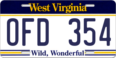 WV license plate OFD354