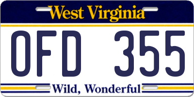 WV license plate OFD355