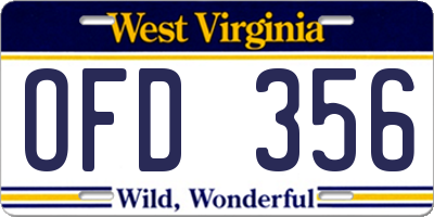 WV license plate OFD356