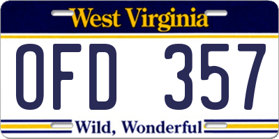 WV license plate OFD357