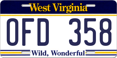 WV license plate OFD358