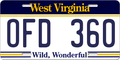 WV license plate OFD360