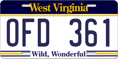 WV license plate OFD361