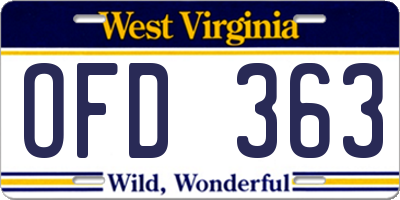 WV license plate OFD363
