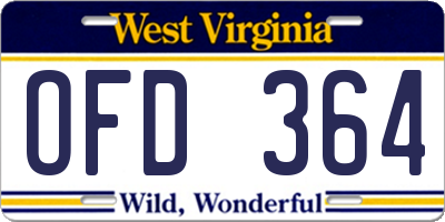 WV license plate OFD364